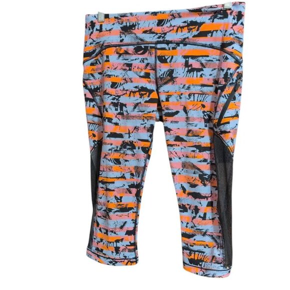 Lululemon Athletica Capris Fast & Free Cropped Leggings Tights Multi Striped - Picture 1 of 4